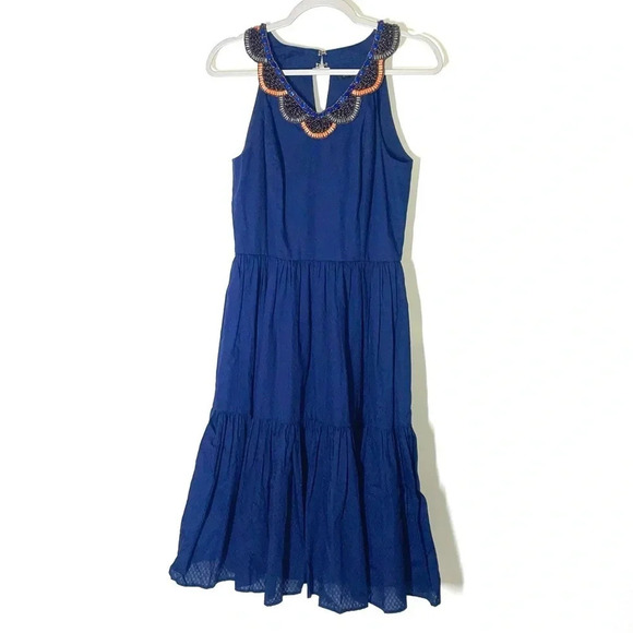 Cynthia Steffe Bead Embellished Neckline Tiered Dress Size 8 - Picture 1 of 9